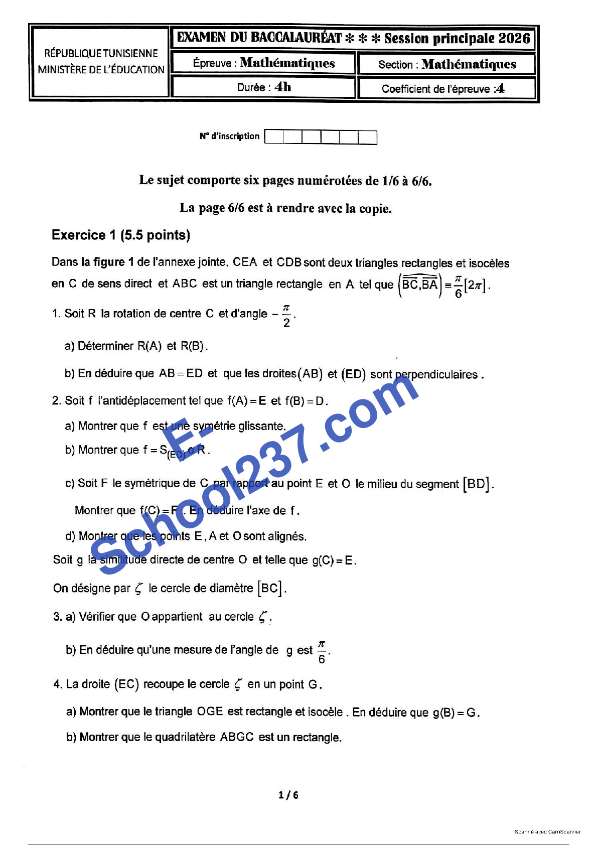 TC maths Bac2026-Tunisie
